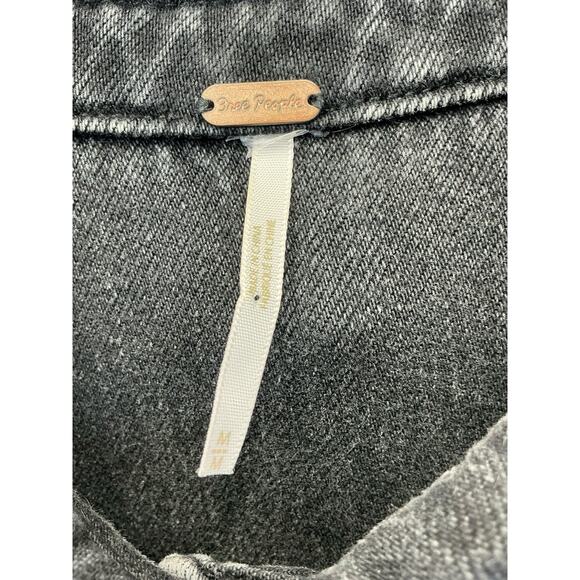 Free People Bennett Mini Denim Studded Dress Jacket Black Sz Medium - Picture 9 of 15